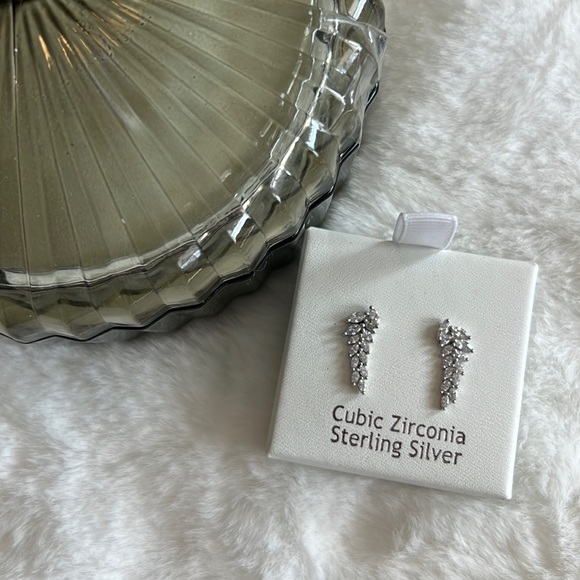 Cubic Zirconia Sterling Silver Earrings - Picture 2 of 3